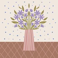 Vase floral - mousse moka et violette