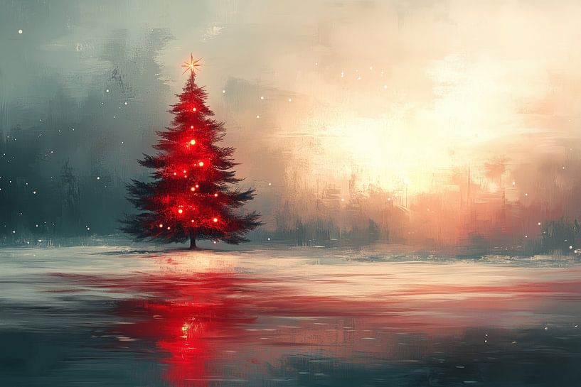 Lueur rouge dans la nuit d'hiver par Eva Lee