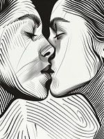 Kissing Women | Lesbian Line Art