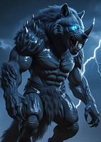 Loup massif à la fourrure sombre et au corps blindé de rhinocéros.