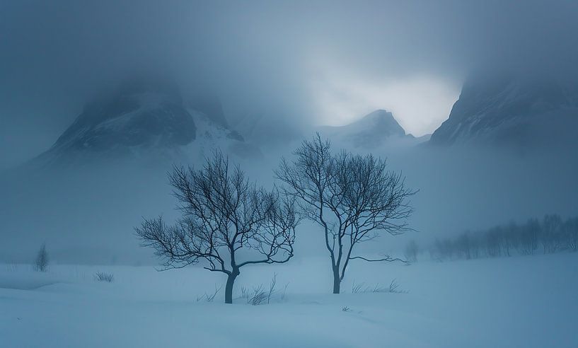 Frostige Bergstille von fernlichtsicht