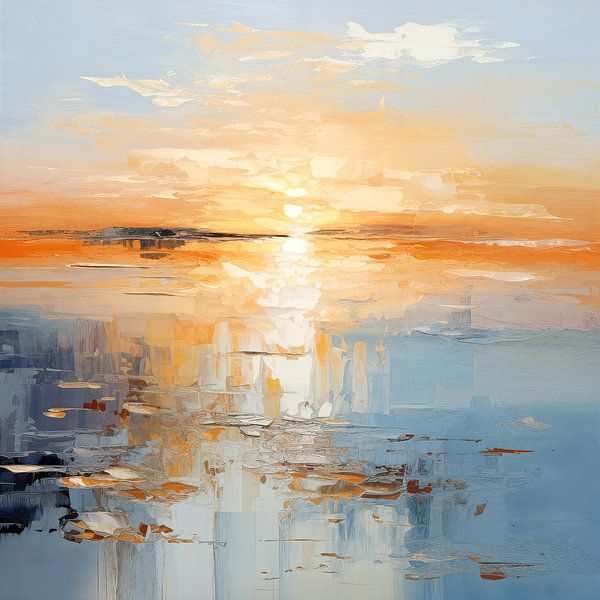 Reflektierter Sonnenuntergang | Abstrakter Sonnenuntergang von Wunderbare Kunst
