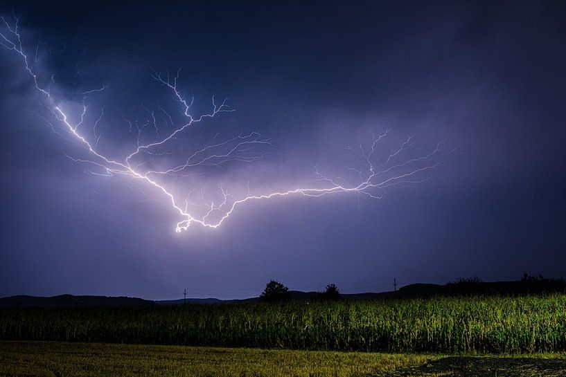 Nocturnal thunderstorm over a corn field by Menno van der Haven