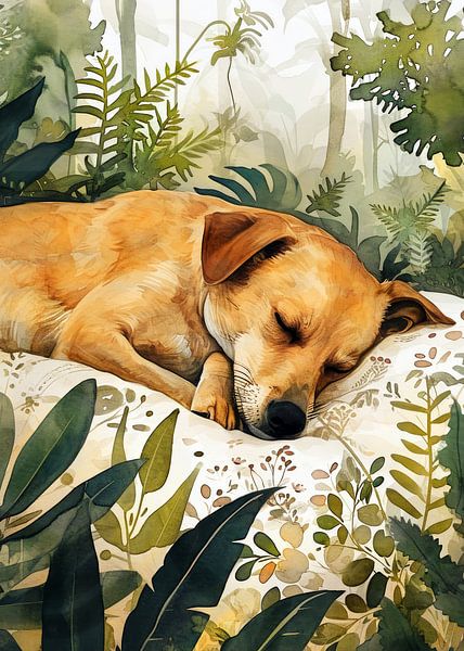Schlafender Hund #Tier #Hund von JBJart Justyna Jaszke