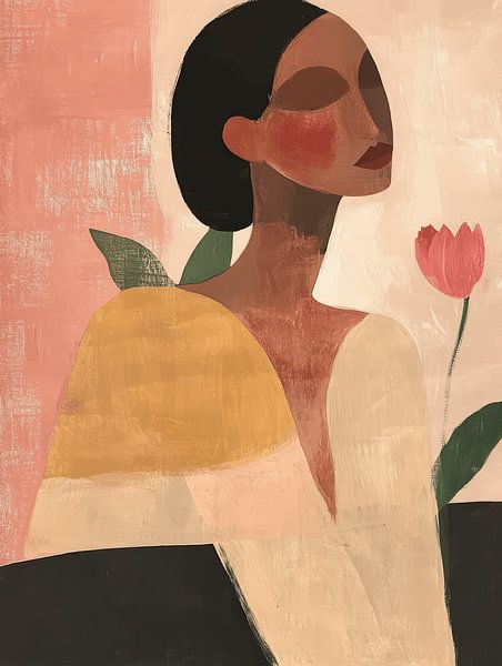 Modernes und abstraktes Porträt in sanften Farben von Studio Allee