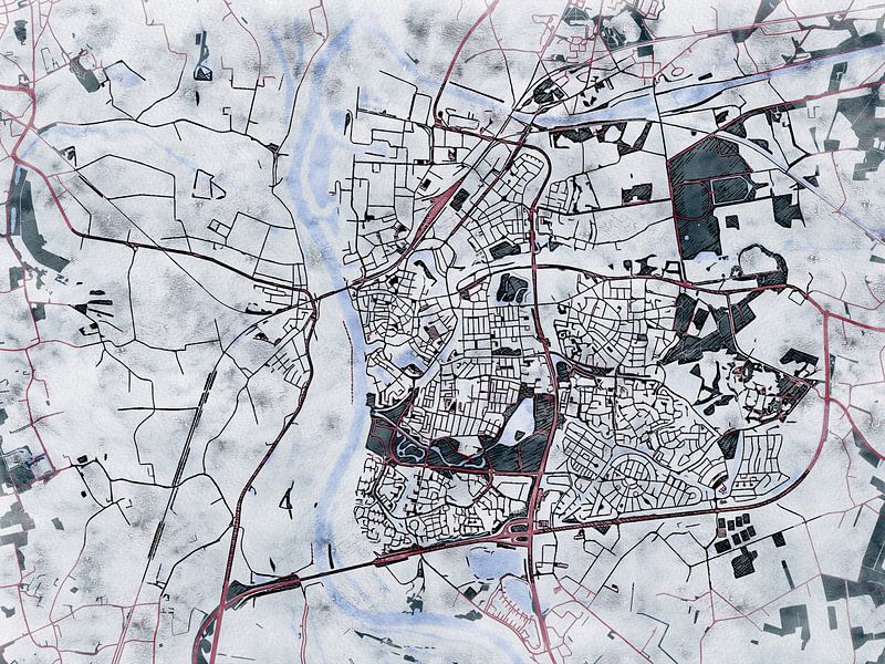 Carte de Zutphen avec le style 'White Winter' par Maporia