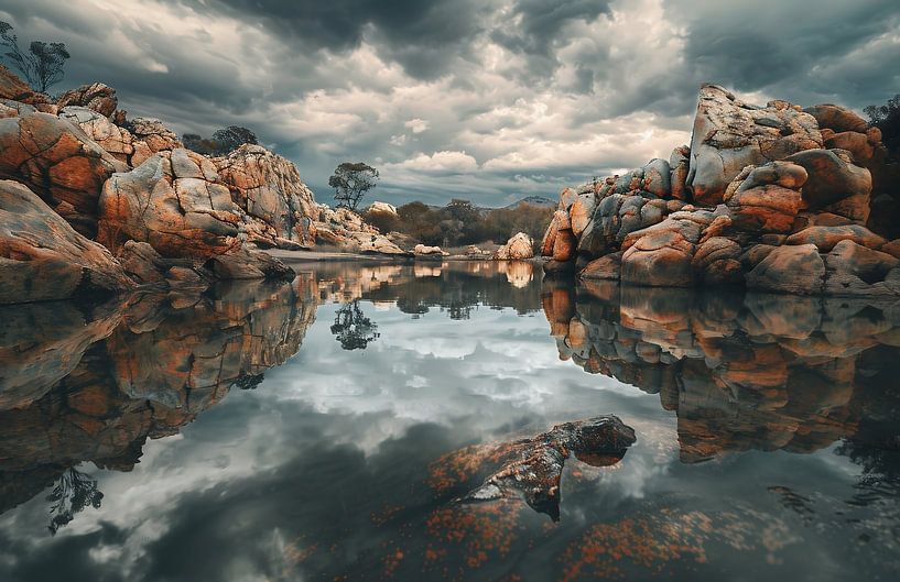 Spiegelung der Felsen von fernlichtsicht