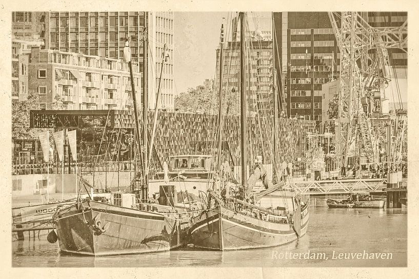 Vieux carte postale Leuvehaven Rotterdam par Frans Blok - des photos, de l'art et des autres décorations murales