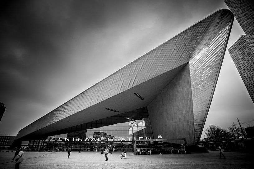 Hauptbahnhof Rotterdam (monochrom) von Prachtig Rotterdam