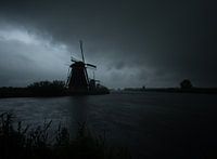 Molens Kinderdijk in een enorme regenbui