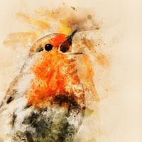 Robin sings the highest song (watercolour)
