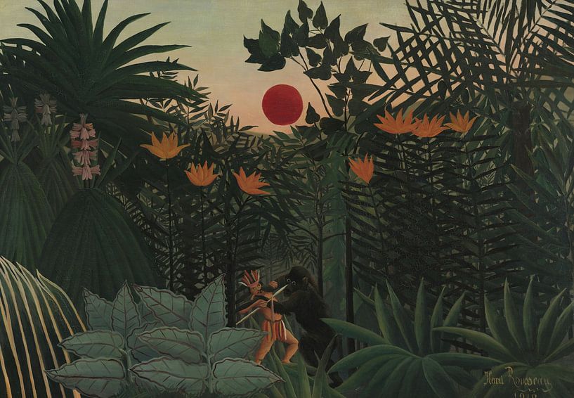 Henri Rousseau, Tropische Landschaft, Indianer im Kampf mit einem Gorilla, 1910 von Atelier Liesjes