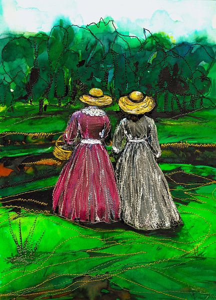 Back to the past. Mixed media collage. by Ineke de Rijk