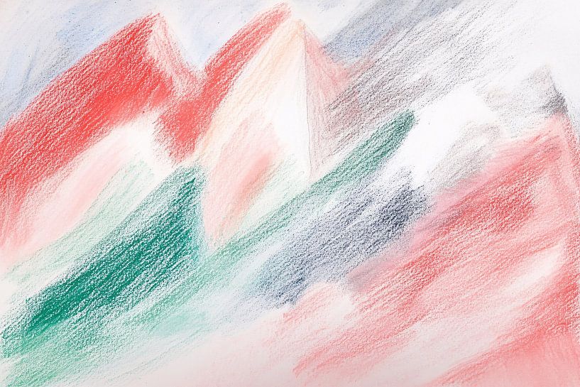 Peinture abstraite au pastel d'un paysage de montagne par Imperial Art House