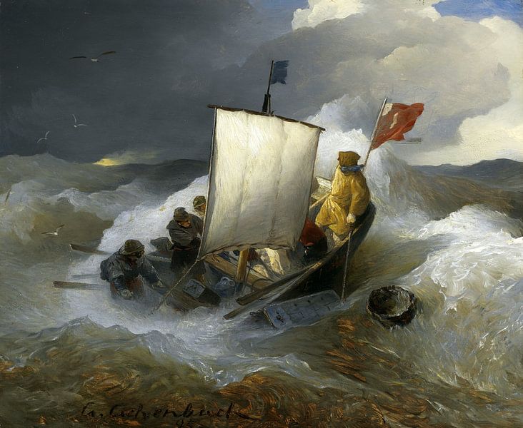 ANDREAS ACHENBACH, Fishing boat on stormy seas, 1895 by Atelier Liesjes