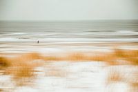 Coureur sur la plage d'hiver de Noordwijk, abstrait