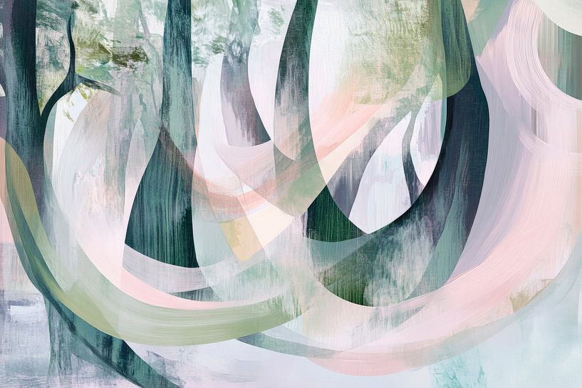 Abstrakte Waldlandschaft in Pastellfarben von Poster Art Shop