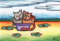 Bunte Katzenzeichnung