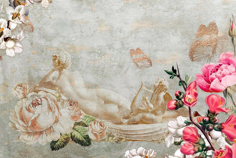 Aurora - göttliche Schönheit mit Blumen von Wolfsee