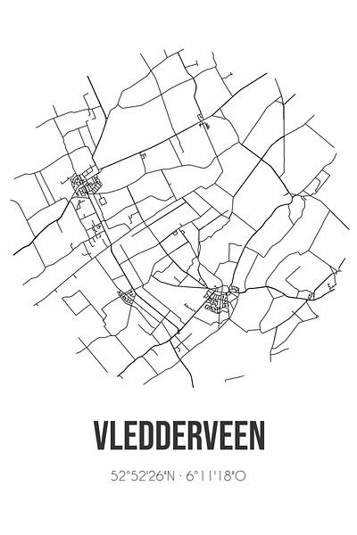 Vledderveen (Drenthe) | Map | Black and white by Prints of Place