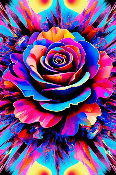 Bunte abstrakte Rosenexplosion von Art & Soul Creations