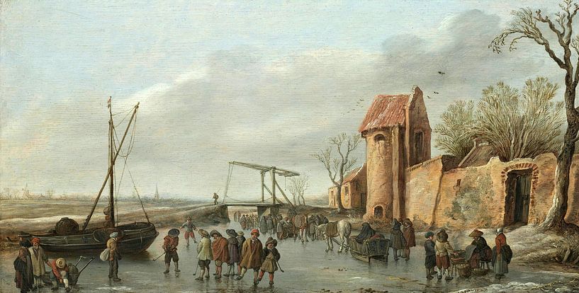 Eine Szene auf dem Eis, Jan van Goyen von Meisterhafte Meister