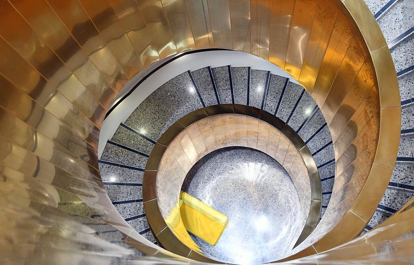 Composition #7: Spiral Staircase in Grey and Gold by Rini Kools