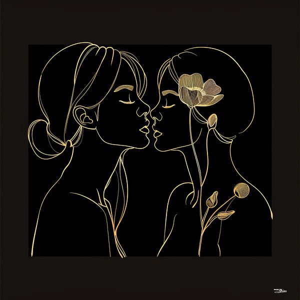 line drawing of a woman with a flower by Gelissen Artworks