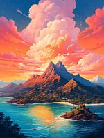 Dramatisch berglandschap met zonsondergang