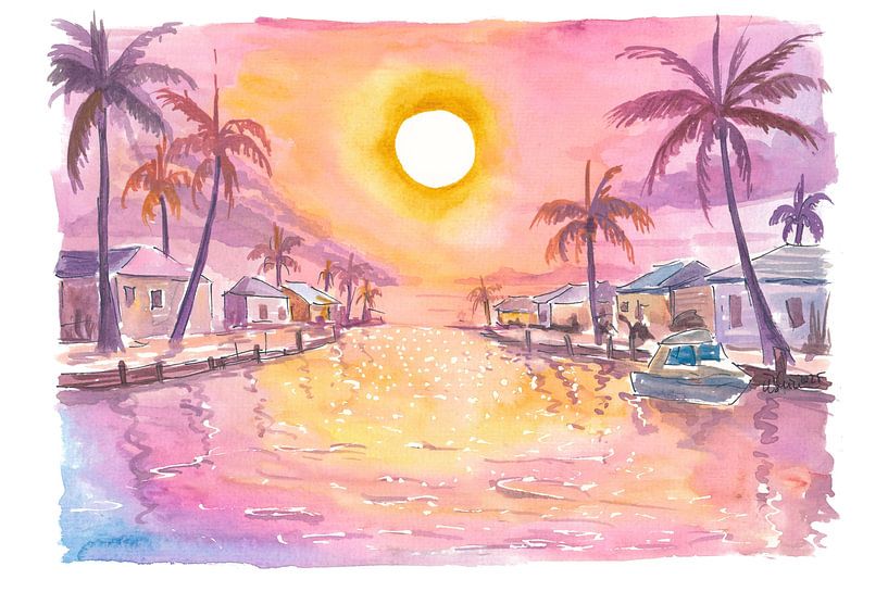 Cape Coral, Florida - Reflecties in het kanaal in het zachte ochtendlicht van Markus Bleichner