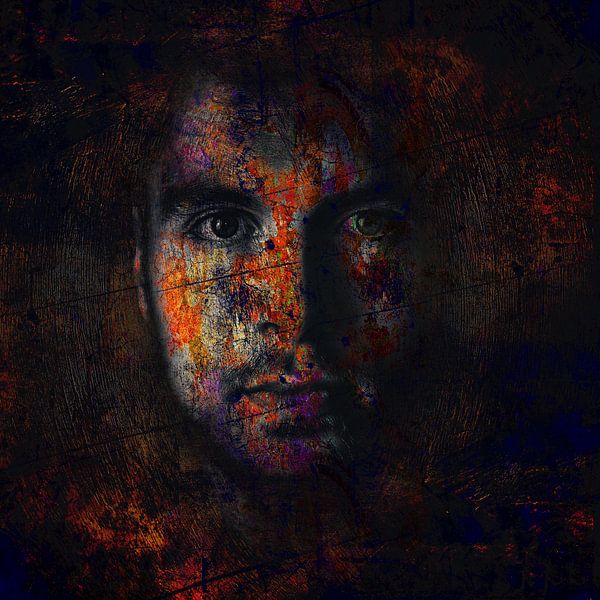 Digital Photo Art - Portrait of a Man mysterious dark by Art By Dominic