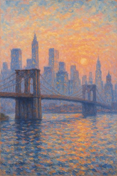 Impressionniste Dawn Skyline - Brooklyn Bridge New York par Travel Shop