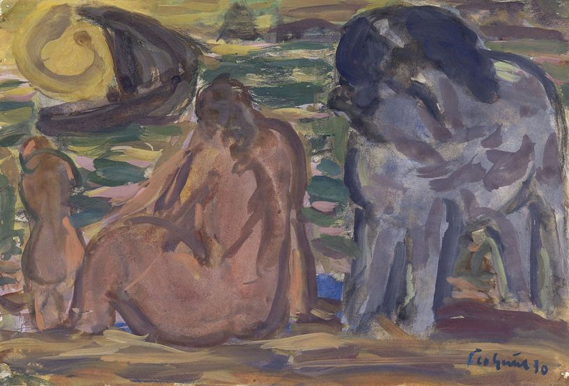 Leo Gestel, Two nude figures and a horse by the sea, 1930 by Atelier Liesjes