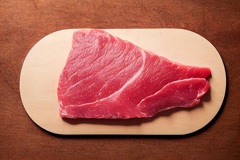 Raw meat on a wooden board, Art Illustration by Animaflora PicsStock