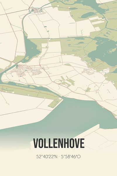 Vieille carte de Vollenhove (Overijssel) par Affiches de lieux