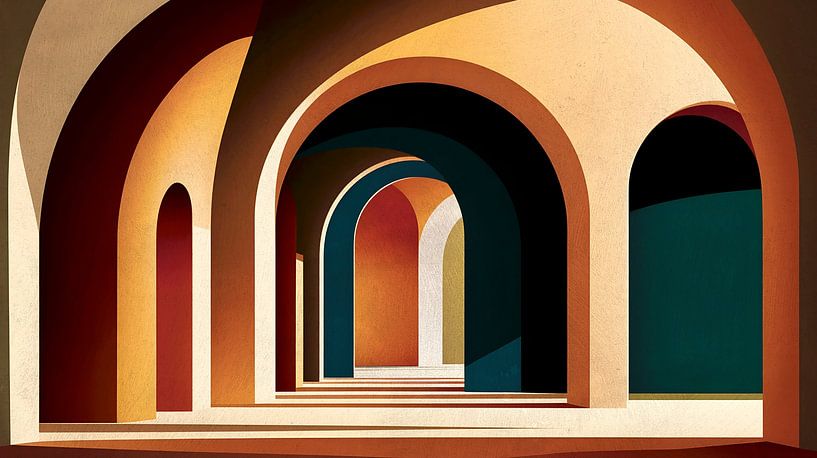 Modern Abstraktes Bogen Gemälde in warmen Farben von FRESH Fine Art