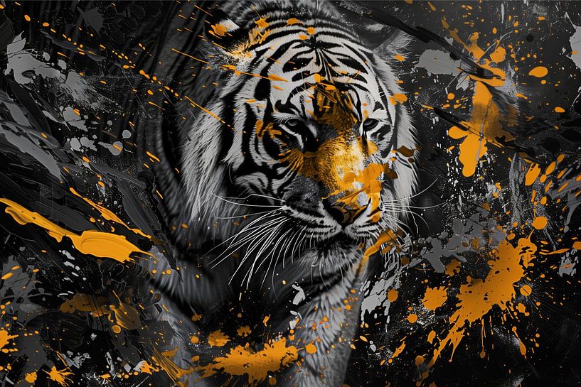Tiger in black and white and gold by ARTemberaubend