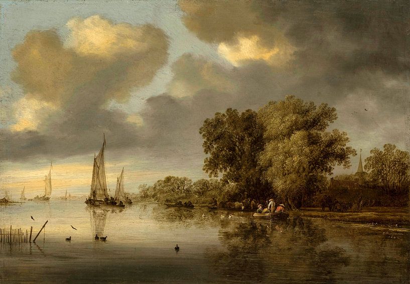 Flusslandschaft, Salomon van Ruysdael von Meisterhafte Meister