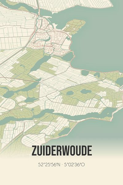 Vieille carte de Zuiderwoude (Hollande du Nord) par Affiches de lieux