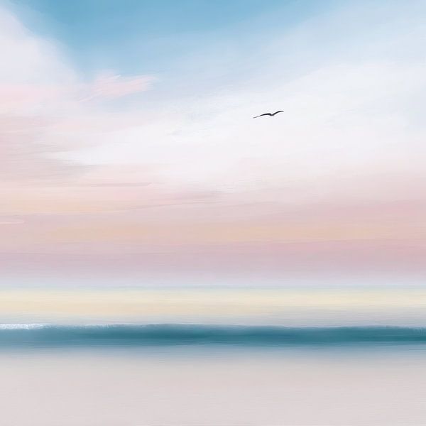 Strand en zee - abstract in pastel-01square van Rautenberg Digital Art Maritim