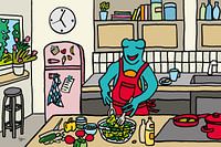 Grenouille dans la cuisine