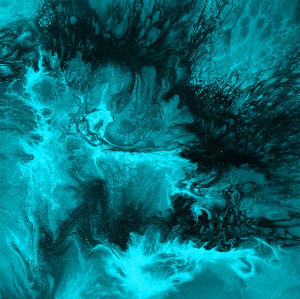 Goldsturm in Türkis von KW Malerei