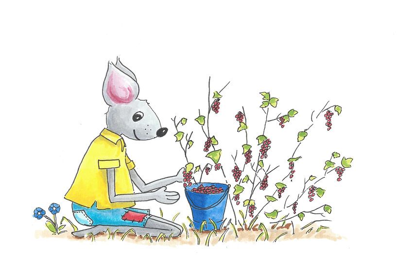 Illustration einer Beerenpflückmaus von Ivonne Wierink