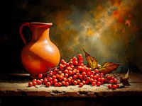 Herbst auf der alten Werkbank - Terrakotta und Beeren