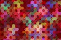 Buntes abstraktes Werk mit runden Formen und Transparenz