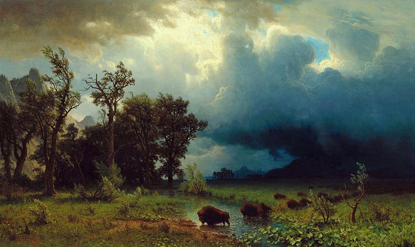 Albert Bierstadt,Buffalo Trail, Der drohende Sturm, 1869 von finemasterpiece