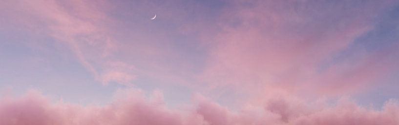 pinker Himmel und flauschige Wolken in abendlicher Lichtstimmung von Besa Art