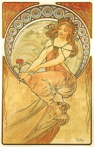 Onwijs Kunst: Schilderen - Art Nouveau Schilderij Mucha Jugendstil op SS-18