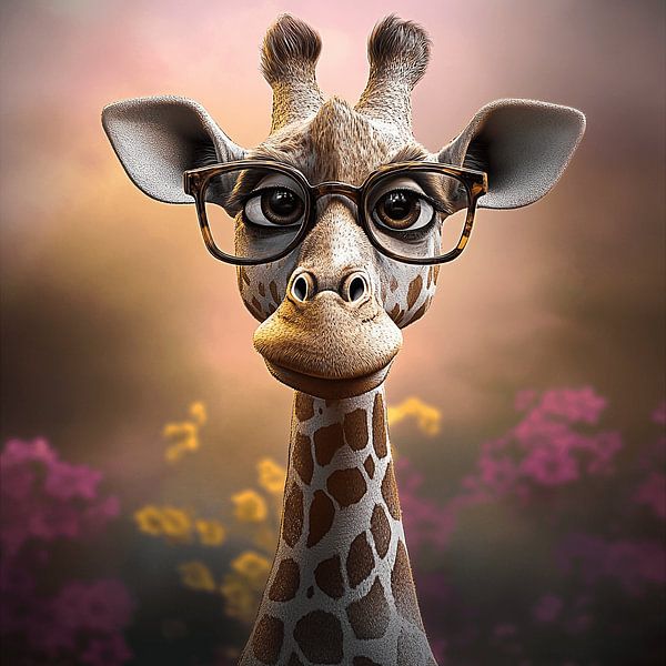 Die weise Giraffe mit Brille von Karina Brouwer