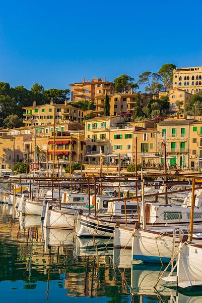 Port de Soller harbor on Mallorca island, Spain Mediterranean Sea by Alex Winter